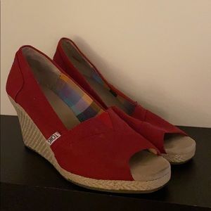 Red Toms Wedge Heels